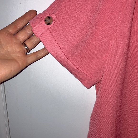 Cleo petites pink button down blouse. Size L - Picture 2 of 5